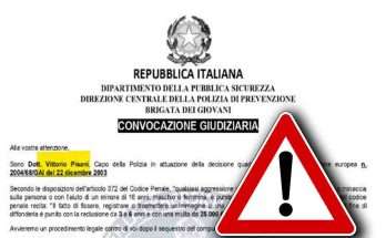 Email di convocazione giudiziaria da parte della Polizia di Stato a firma Vittorio Pisani occhio alla truffa