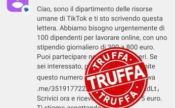 Truffa del dipartimento delle risorse umane di TikTok