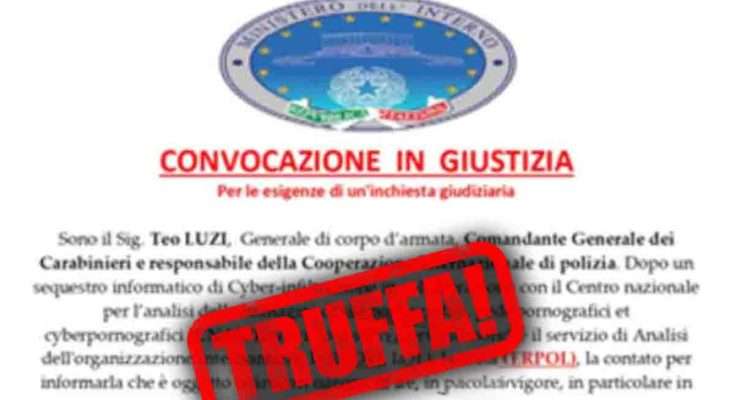 truffa convocazione in giustizia