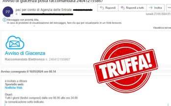 Mail raccomandata dell'Agenzia delle Entrate con tNotice: "Avviso di Giacenza", l'ennesima truffa