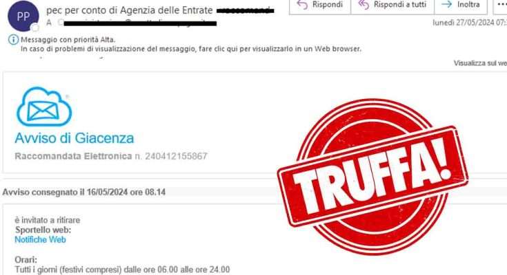 Mail raccomandata dell'Agenzia delle Entrate con tNotice: "Avviso di Giacenza", l'ennesima truffa