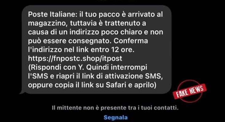 Poste italiane il tuo pacco è arrivato in magazzino truffa