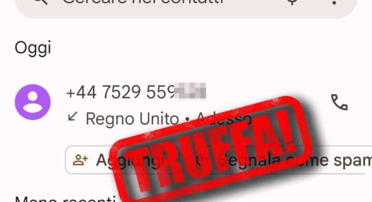 chiamate truffa prefisso +44 0044 Regno Unito