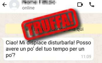 truffa ciao mi dispiace disturbarla