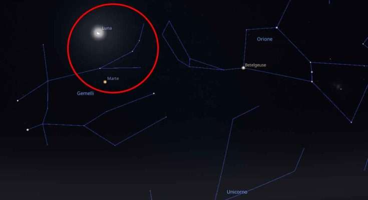 Bacio luna marte 24 25 settembre 2024