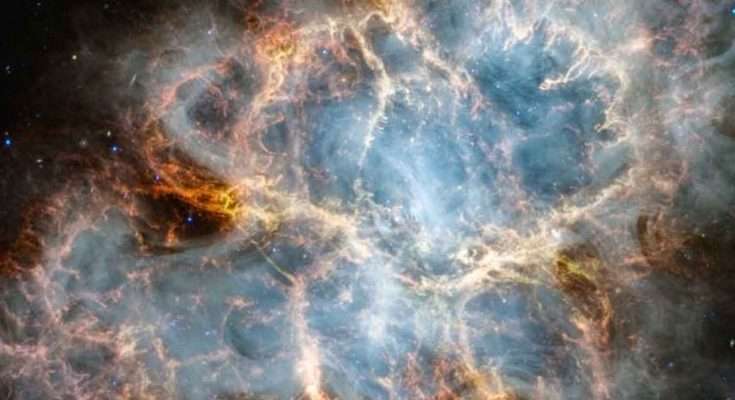 Il resto di supernova della Nebulosa del Granchio, visibile qui nelle lunghezze d'onda infrarosse, è un PeVatron - (NASA, ESA, CSA, STScI, Tea Temim- Princeton University)