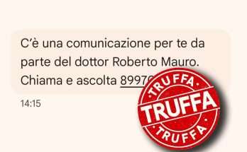 SMS truffa Roberto Mauro Valente